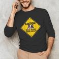 Caution Sign Boston Terrier Dog Bostie Puppy Men's Long Sleeve T-Shirt, novelty gifts, funny gifts