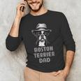 Cute Boston Terrier Dad Dog Lovers Puppy Bostie Owner Men's Long Sleeve T-Shirt, novelty gifts, funny gifts