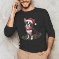Cute Boston Terrier Dog Christmas Merry X-Mas Graphic Men's Long Sleeve T-Shirt, novelty gifts, funny gifts