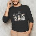 Cute Halloween Boston Terrier Dogs Witch Hat Ghost Dog For Men Women Kids Men's Long Sleeve T-Shirt, novelty gifts, funny gifts