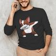 Dabbing Red Boston Terrier Dab Dance Dog Men Women Kids Men's Long Sleeve T-Shirt, novelty gifts, funny gifts