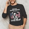 Even My Boston Terrier Loves Trump Trump Supporter Dog Lover Men's Long Sleeve T-Shirt, novelty gifts, funny gifts