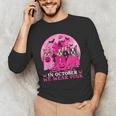 Ghost And Witch Boston Terrier Dog In October We Wear Pink Men's Long Sleeve T-Shirt, novelty gifts, funny gifts