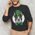 Green Boston Terrier Shamrock St Patricks Day Boston Terrier Men's Long Sleeve T-Shirt, novelty gifts, funny gifts
