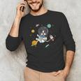 Kawaii Kids & Boys Astronaut Space Boston Terrier Dog Lover Men's Long Sleeve T-Shirt, novelty gifts, funny gifts