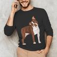 Red Boston Terrier Dog Men's Long Sleeve T-Shirt, novelty gifts, funny gifts