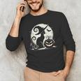 Scary Halloween Cat Costume Retro Cat Moon For Men Women Kids Men's Long Sleeve T-Shirt, novelty gifts, funny gifts