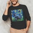 Scottish Terrier Starry Night Scotty Dog Art By Aja Men's Long Sleeve T-Shirt, novelty gifts, funny gifts