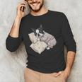 Sleepy Boston Terrier Pajama Men Women Kids Men's Long Sleeve T-Shirt, novelty gifts, funny gifts