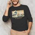 Surfing Boston Terrier Kanagawa Wave Japanese Dog For Men Women Kids Men's Long Sleeve T-Shirt, novelty gifts, funny gifts