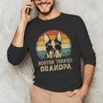 Vintage Boston Terrier Grandpa Dog Lovers Father's Day Men's Long Sleeve T-Shirt, novelty gifts, funny gifts