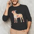 Vintage Floral Boston Terrier For Dog Lover Men's Long Sleeve T-Shirt, novelty gifts, funny gifts