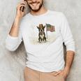 Boston Terrier 4th Of July US American Flag Dog Patriotic Men's Long Sleeve T-Shirt, novelty gifts, funny gifts