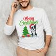 Boston Terrier Christmas Tree Lights Xmas Dog Lover Men's Long Sleeve T-Shirt, novelty gifts, funny gifts