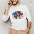 Boston Terrier Dad American Flag 4th Of July Dog Fathers Day Men's Long Sleeve T-Shirt, novelty gifts, funny gifts