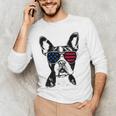 Boston Terrier Dog 4th July America USA Flag Men Women Kids Men's Long Sleeve T-Shirt, novelty gifts, funny gifts