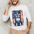Boston Terrier Dog American USA US Flag Pets Vintage Outfit Men's Long Sleeve T-Shirt, novelty gifts, funny gifts