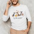 Boston Terrier Fall Pumpkin Tis The Season Autumn Women Men's Long Sleeve T-Shirt, novelty gifts, funny gifts