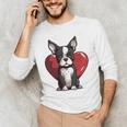 Boston Terrier Mom Dad Bostie Dog Lover Valentines Day Men's Long Sleeve T-Shirt, novelty gifts, funny gifts