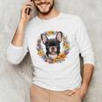 Boston Terrier Mom Floral Bostie Dog Lover Flowers Cute Men's Long Sleeve T-Shirt, novelty gifts, funny gifts