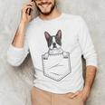 Boston Terrier In The Pocket Cute Boston Terrier Dog Lovers Men Women Girls Kids Men's Long Sleeve T-Shirt, novelty gifts, funny gifts