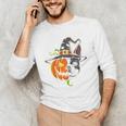 Boston Terrier Pumpkin Jack O Lantern Halloween Men's Long Sleeve T-Shirt, novelty gifts, funny gifts