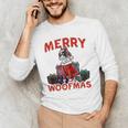 Boston Terrier Santa Claus Hat Merry Christmas Dog X-Mas Men's Long Sleeve T-Shirt, novelty gifts, funny gifts