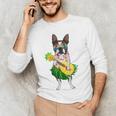 Hawaiian Boston Terrier Dog Pineapple Ukulele Summer For Men Women Girls Kids Men's Long Sleeve T-Shirt, novelty gifts, funny gifts