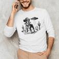 Vintage Boston Terrier UFO Western Wild West Dog Mom Dad Men's Long Sleeve T-Shirt, novelty gifts, funny gifts