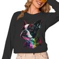 Boston Terrier Lovers Colorful Pop Art Boston Terrier Women Long Sleeve T-Shirt, trending gift