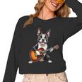 Boston Terrier Playing Guitar Boston Terrier Women Long Sleeve T-Shirt, trending gift