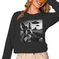 Boston Terrier Graphic Selfie With UFOs Weird Aliens Women Long Sleeve T-Shirt, trending gift