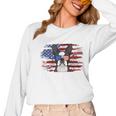 Boston Terrier Dad American Flag 4th Of July Dog Fathers Day Women Long Sleeve T-Shirt, Couple Gifts, Boston Terrier Dad Gifts, American Boston Terrier Gifts, Boston Terrier 4th Of July Gifts, trending gift