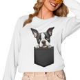 Boston Terrier Dog Puppy Dog In Pocket Cute Pet Lover Women Long Sleeve T-Shirt, trending gift