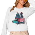 Boston Terrier Merry Christmas Tree Truck Santa Dog X-Mas Women Long Sleeve T-Shirt, Boston Terrier Christmas Gifts, trending gift