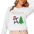 Boston Terrier Santa Hat Dabbing Around The Christmas Tree Women Long Sleeve T-Shirt, Boston Terrier Christmas Gifts, trending gift
