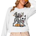 Boston Terrier Skeleton Mummy Witch Halloween Women Long Sleeve T-Shirt, Boston Terrier Halloween Gifts, trending gift