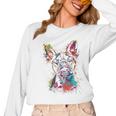 Boston Terrier Splash Women Long Sleeve T-Shirt, trending gift