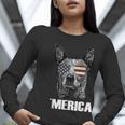 4th July Blue Heeler Dog Merica Patriotic USA Flag Cute Women Long Sleeve T-Shirt, funny gift