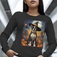 Aesthetic Halloween Boston Terrier Dog Witch Pumpkin For Men Women Kids Women Long Sleeve T-Shirt, Boston Terrier Halloween Shirts, funny gift
