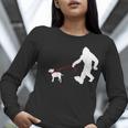 Bigfoot Walking With Bull Terrier Dog Women Long Sleeve T-Shirt, funny gift