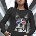 Boston Terrier 4th Of July Merica Men Women USA Flag Vintage Women Long Sleeve T-Shirt, Boston Terrier 4th Of July Shirts, funny gift
