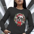 Boston Terrier Christmas Wreath Decoration Xmas Pajamas Women Long Sleeve T-Shirt, Boston Terrier Christmas Shirts, funny gift
