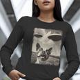 Boston Terrier Dog UFO Alien Extraterrestrial Selfie Women Long Sleeve T-Shirt, funny gift