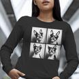 Boston Terrier Dogs With Sunglasses Photo Pets Meme Women Long Sleeve T-Shirt, funny gift