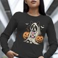 Boston Terrier Ghost Boo Halloween Costume Spooky Season Women Long Sleeve T-Shirt, Boston Terrier Halloween Shirts, Boston Terrier Ghost Shirts, funny gift