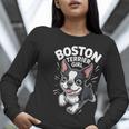 Boston Terrier Girl Cute Cartoon For Dog Owners Pet Terrier Women Long Sleeve T-Shirt, funny gift