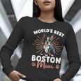 Boston Terrier Groovy World's Best Boston Mom Women Long Sleeve T-Shirt, Boston Terrier Mom Shirts, funny gift
