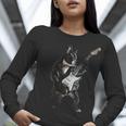 Boston Terrier Guitar Women Long Sleeve T-Shirt, funny gift