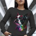 Boston Terrier Lovers Colorful Pop Art Boston Terrier Women Long Sleeve T-Shirt, funny gift